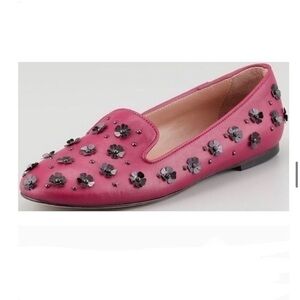 Pink Floral Embellished Loafers